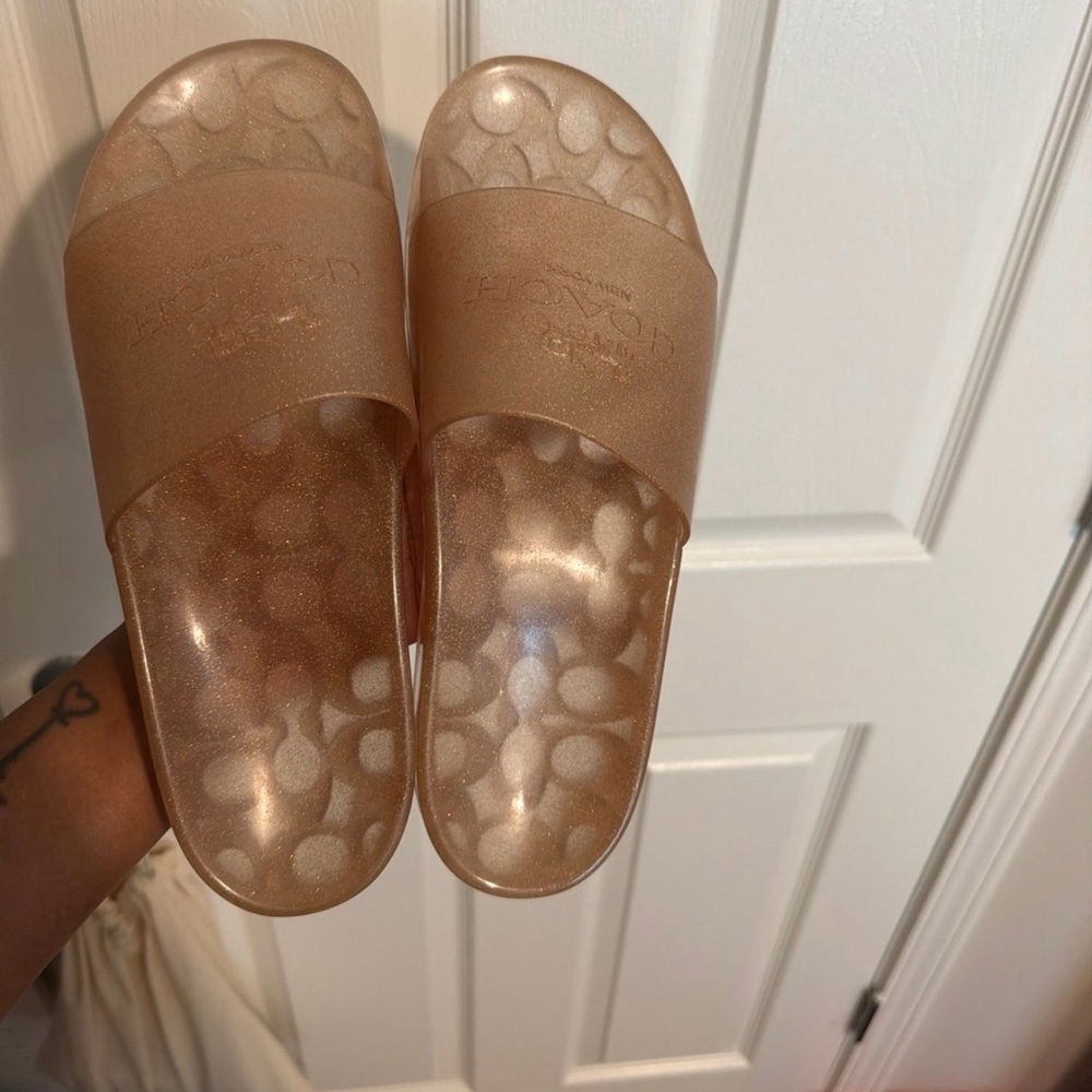 COACH Glitter Bronze Slide Sandals - Women - Picture 3 of 4